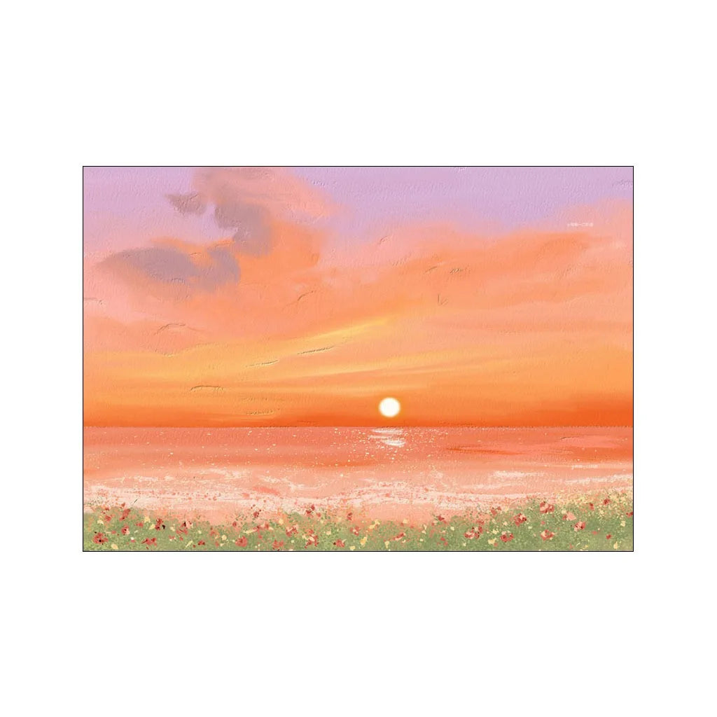 Nordic Sea Sunset Watercolor Canvas Poster | Wall Art Print Canvas Wall Art Peaceful Pleasures Health and Wellness 9 20x30cm Unframed