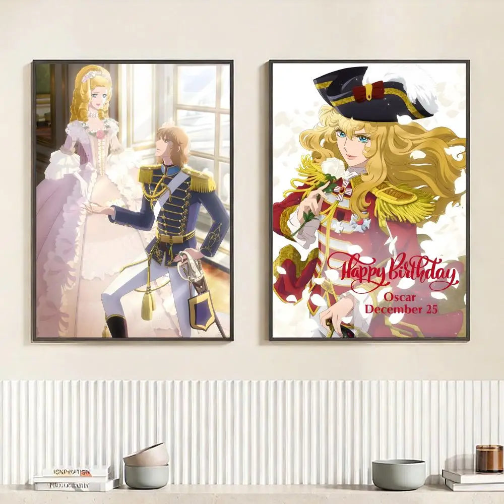 Anime T-The Rose of Versailles Poster HD Self Adhesive Waterproof Wall Art Ideal for Home Office Dorm Bedroom Great Gift Peaceful Pleasures Health and Wellness