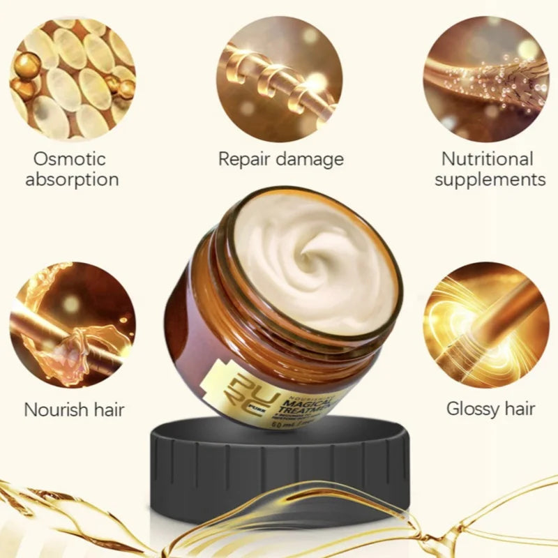 Miracle Hair Mask Set, Pure Protein, Suitable for Men and Women, 60ml Dry Hair Mask 1 bottle Peaceful Pleasures Health and Wellness