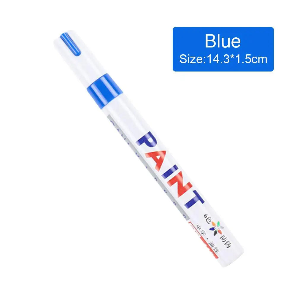 Color Waterproof Cars Wheel Tire Oily Mark Pen Auto Rubber Tyre Paint Pen Cd Metal Permanent Paint Marker Graffiti Touch Up Peaceful Pleasures Health and Wellness Blue