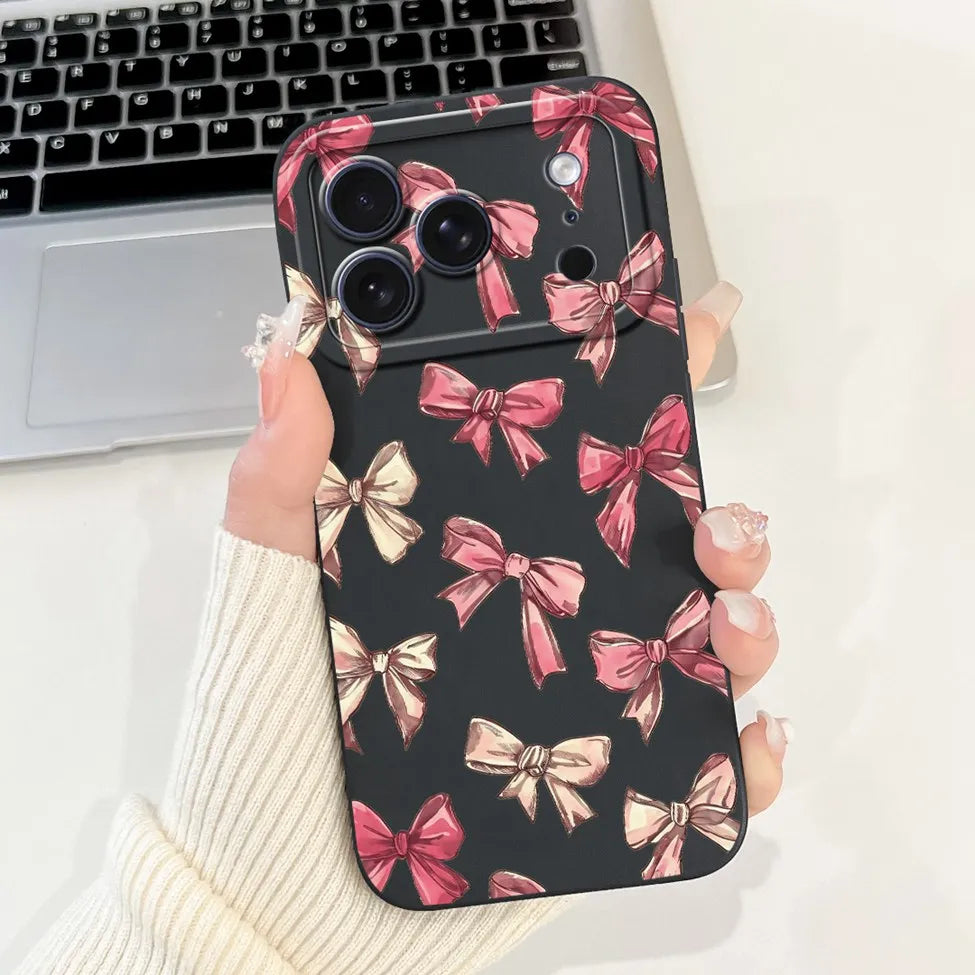 iPhone 17 Pro Silicone Case | Cute Kawaii Floral Painted Cover