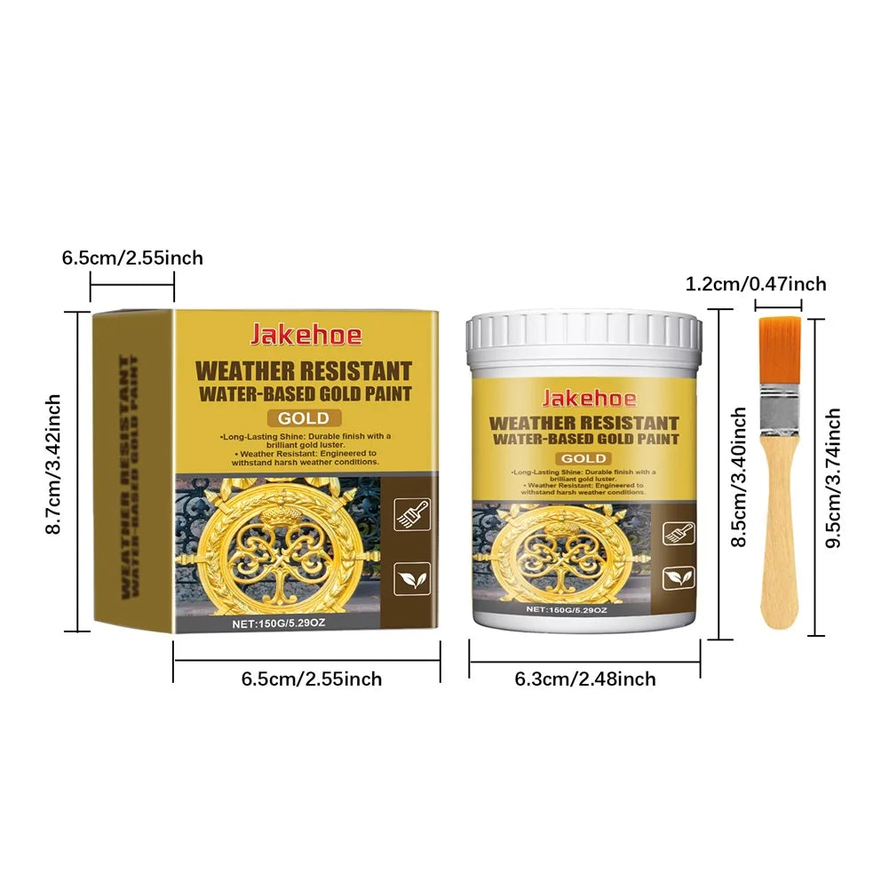 Water-Based Metallic Gold Paint | Outdoor Anti-Corrosion Finish Metallic Gold Paint Peaceful Pleasures Health and Wellness