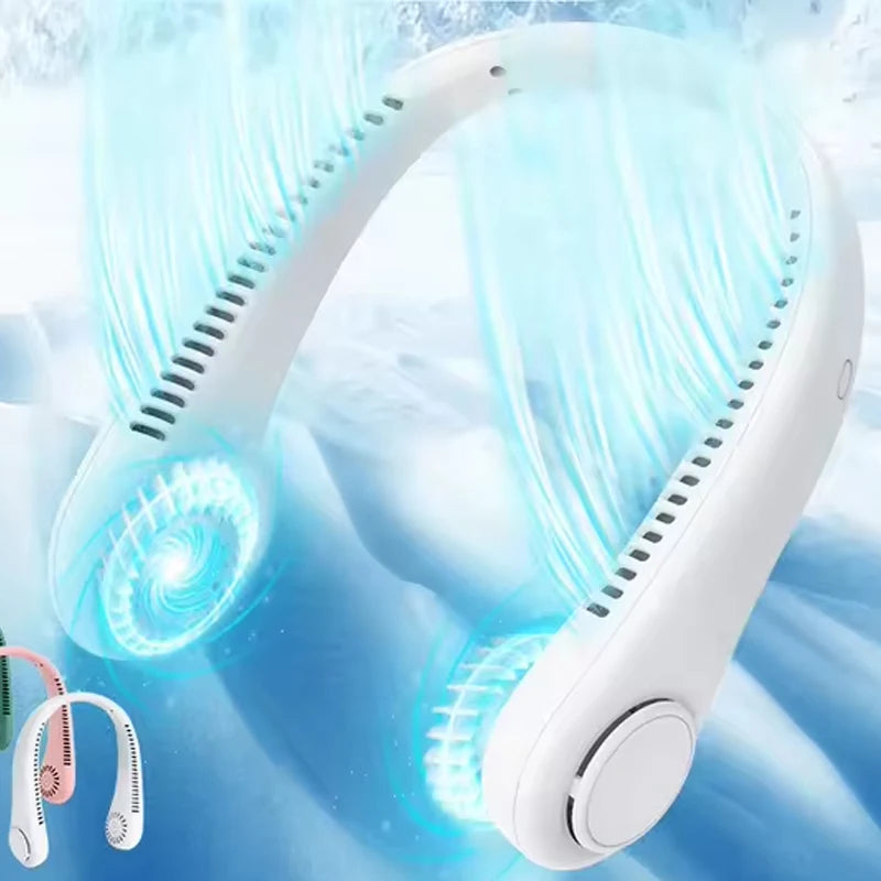 Wearable Bladeless Neck Fan Rechargeable USB Battery Portable Hanging Design Battery Included Household/Car/RV Use Peaceful Pleasures Health and Wellness