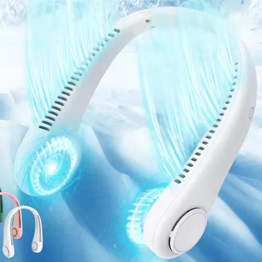 Wearable Bladeless Neck Fan Rechargeable USB Battery Portable Hanging Design Battery Included Household/Car/RV Use Peaceful Pleasures Health and Wellness