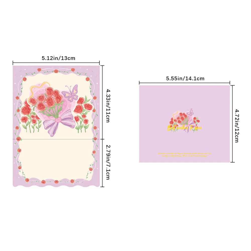 Stamping Rose Three-dimensional Greeting Card Individually Packaged
