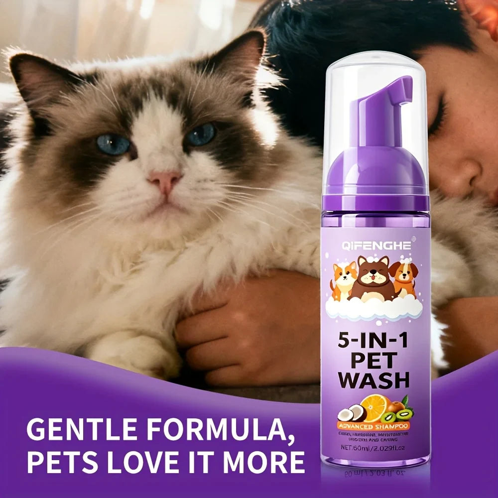 No Rinse Dog & Cat Shampoo – Waterless Foam, Tear-Free