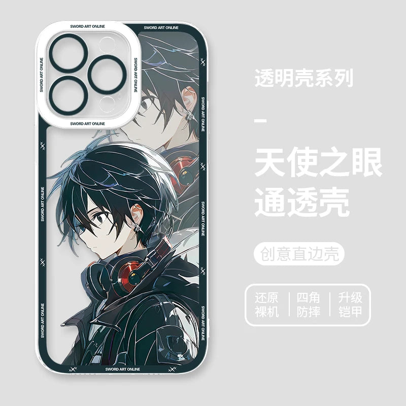 Japanese Anime Sword Art Online Phone Case for Iphone 17 16 15 14 13 12 11 Pro Max Plus Mini Air Asuna Kirito Phone Cover Peaceful Pleasures Health and Wellness