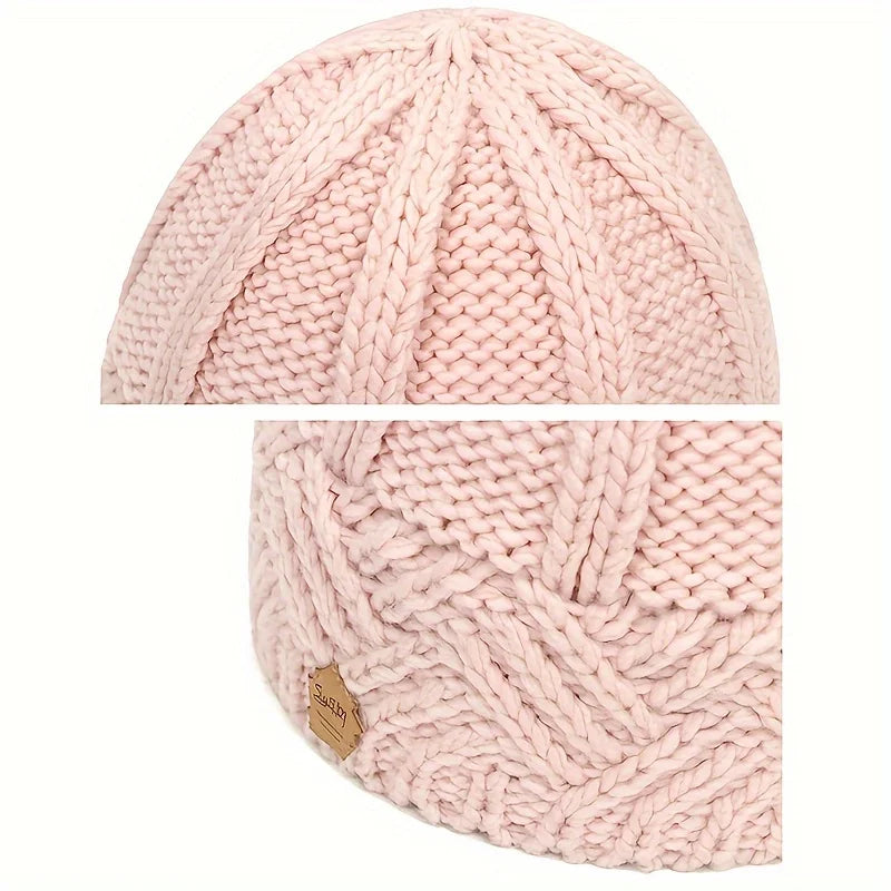 Women's 2026 Autumn Winter Beanie - Fashion Diamond Check Pattern, Soft Knitted Ski Cap, Vintage Warm Beanies Peaceful Pleasures Health and Wellness