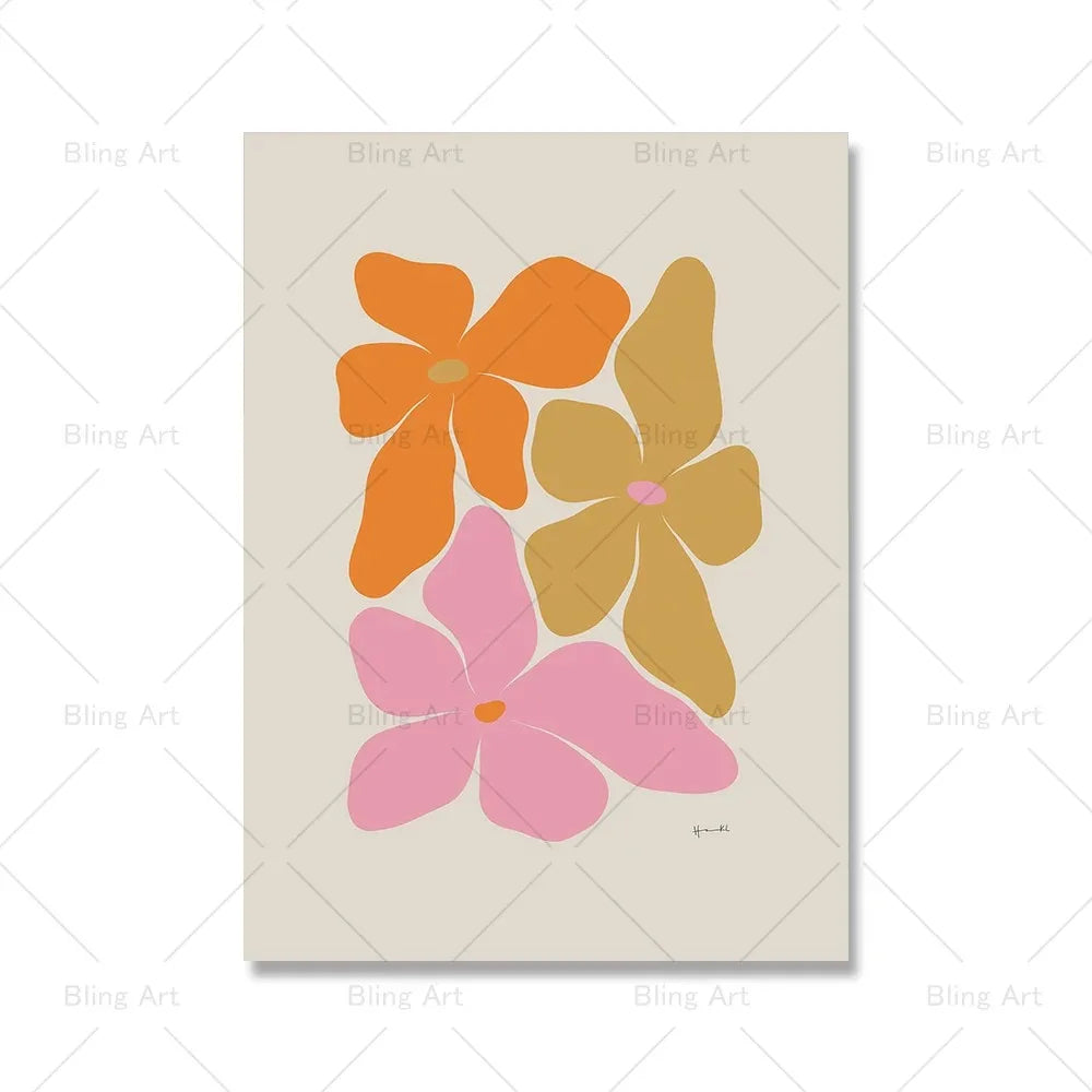 Painting Pink Flower Print Vintage Exhibition Poster Wall Art Pictures Room Home Decor Southern California Floral Canvas Peaceful Pleasures Health and Wellness T80324-01 20x30cm