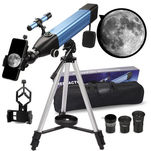 500Mm Refractor Astronomical Telescope 60Mm Lens 20X-166X for Moon Watching with Adjustable Tripod Mobile Holder Kid Beginner Peaceful Pleasures Health and Wellness
