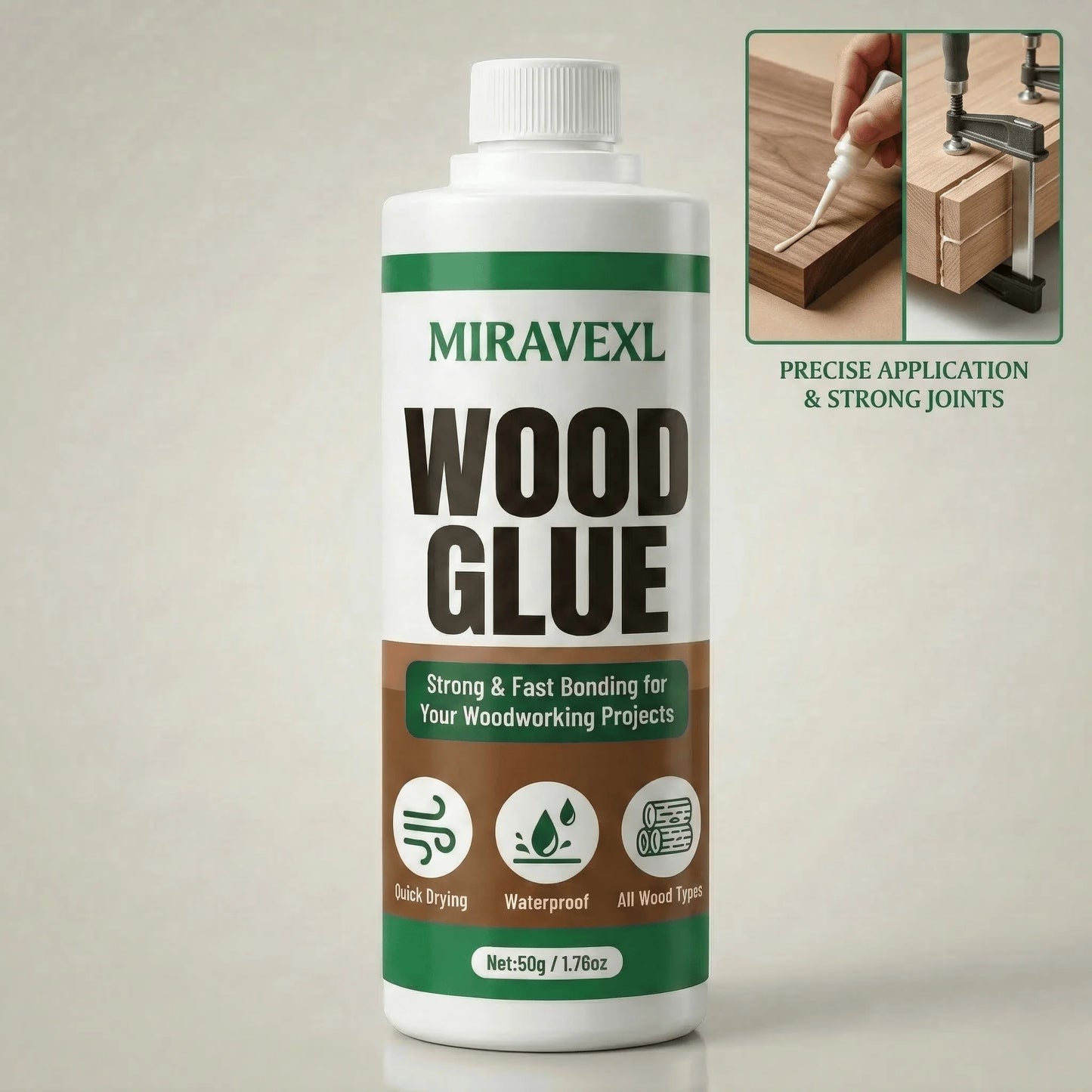MIRAVEXL 50g Fast Dry Wood Glue Strong Adhesive for Professional Carpenter Furniture Repair Woodworking DIY Projects Peaceful Pleasures Health and Wellness Default Title