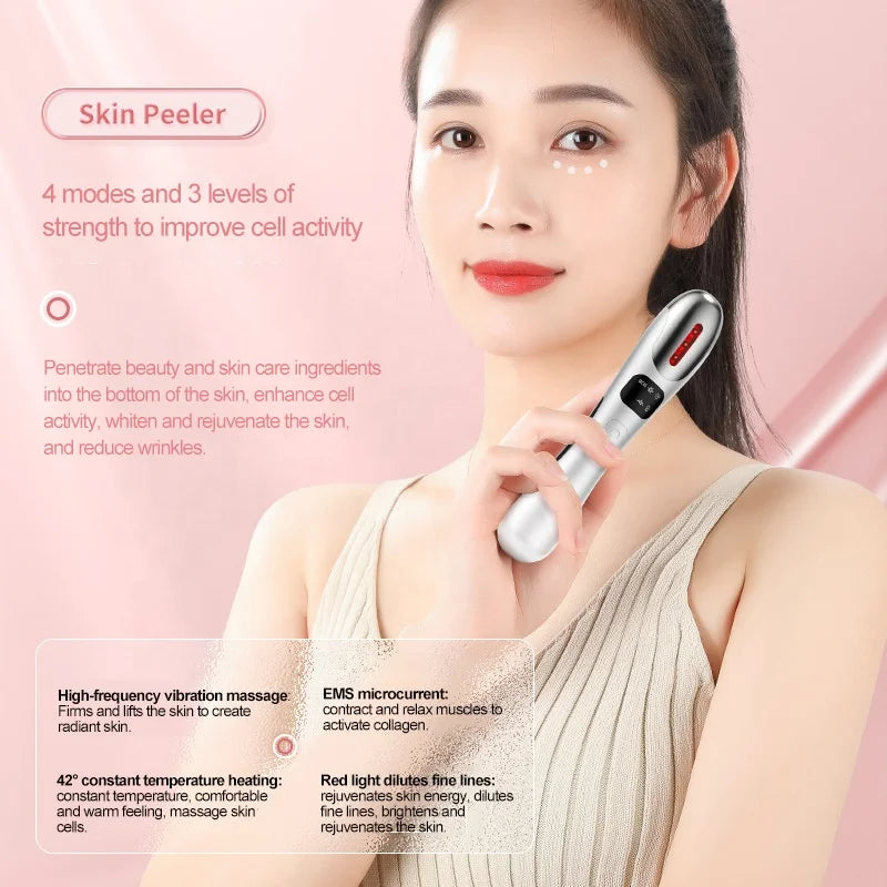 Vibrating Red Light Eye Lift Wand Electric EMS Eye Massager for Dry Eyes, Dark Circles and Puffiness Peaceful Pleasures Health and Wellness