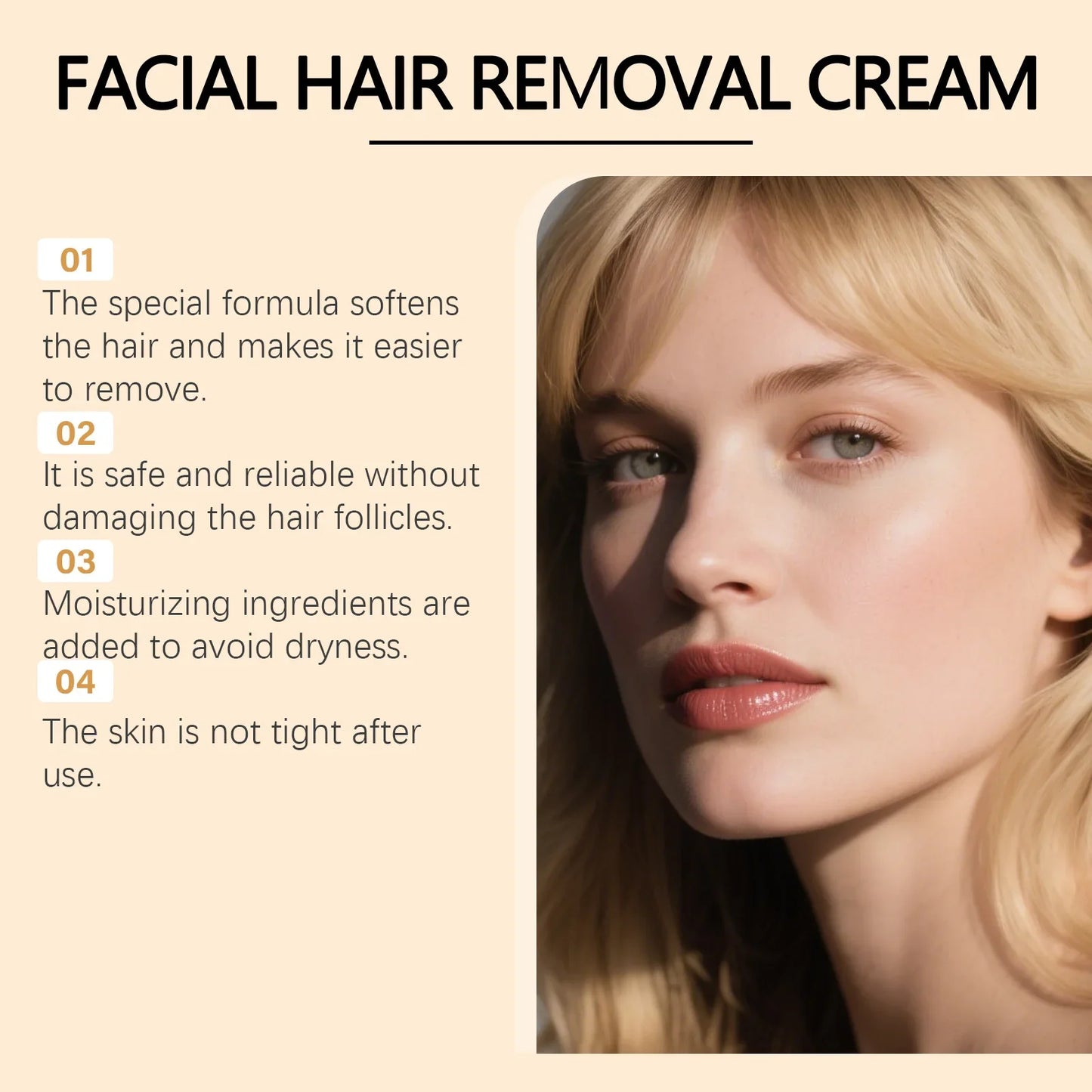 Facial Hair Removal Cream Sensitive Skin – Nourishing 50g