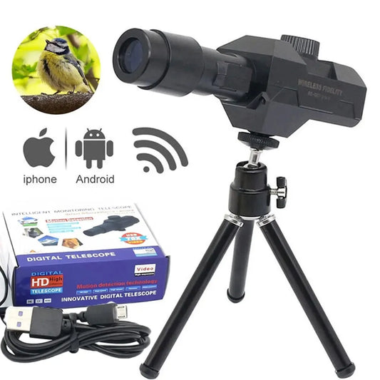 WiFi Digital Telescope,70x Zoom 1920X1080 Monocular Camera Monitor with Tripod Cellphone APP Control Support Android IOS System Peaceful Pleasures Health and Wellness