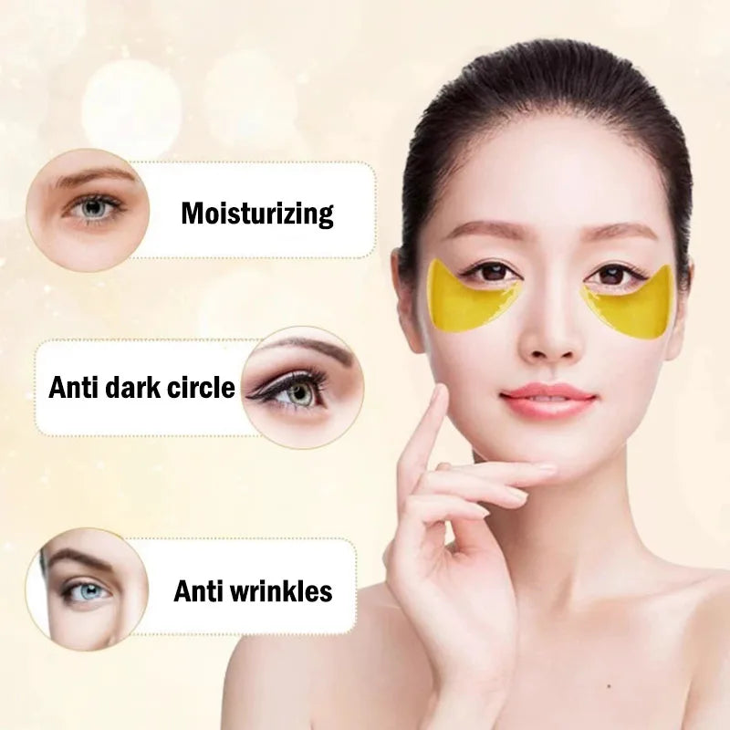 24K Gold Collagen Eye Masks 10 Pairs – Anti-Aging & Dark Circles Eye Mask Patches Peaceful Pleasures Health and Wellness