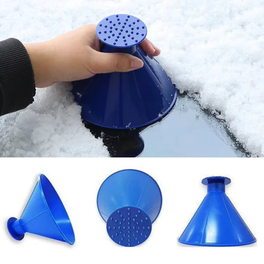 Magic Car Windshield Ice Scraper Cone Shape with Funnel, Round Snow Brush, Christmas Gift Idea, Efficient Winter Accessory Peaceful Pleasures Health and Wellness