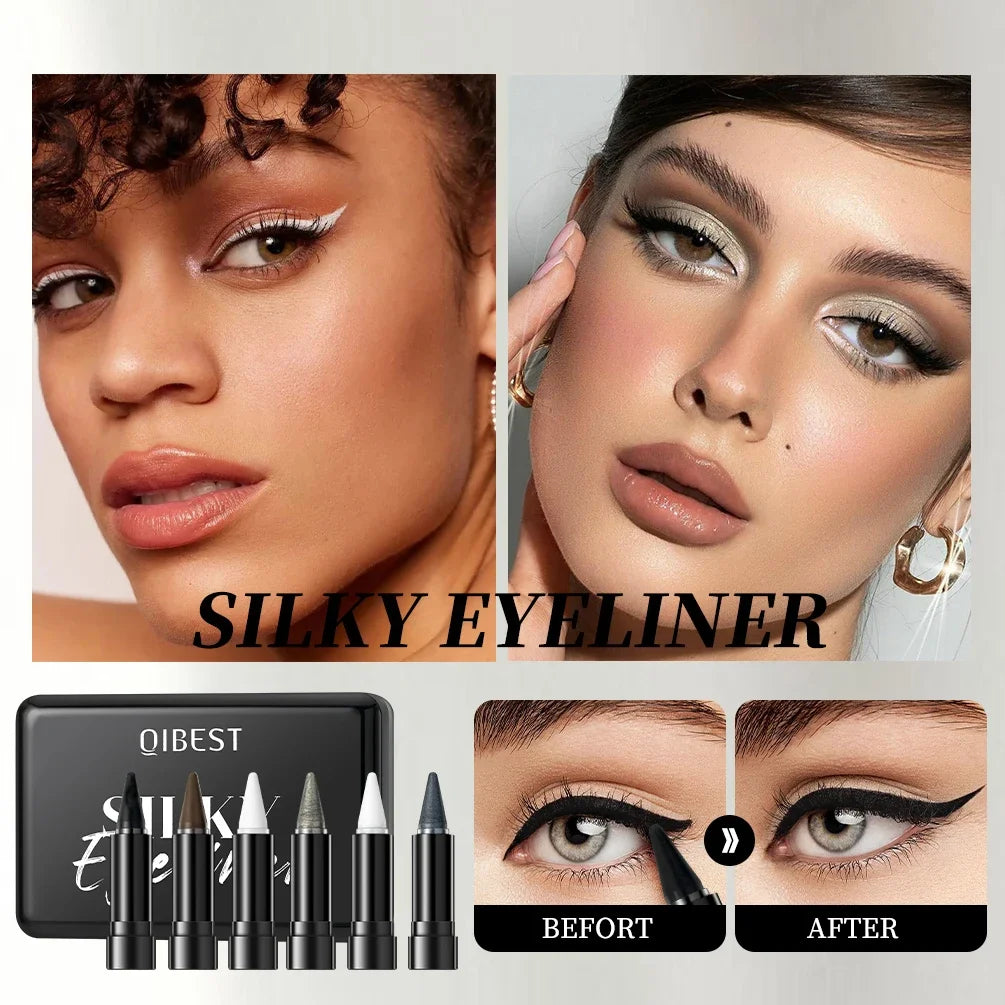 QIBEST 6 Colors Matte Eyeliner Sets Quick Dry Eyeliner Waterproof Sweatproof Single-Ended Intense Eyeliner White Black Eyeshadow Peaceful Pleasures Health and Wellness
