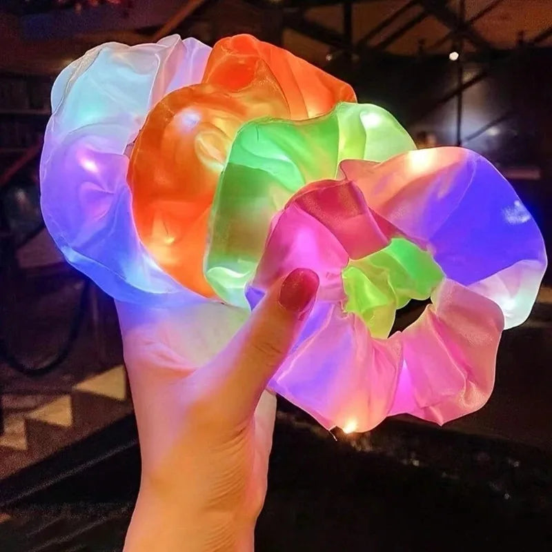 LED Light Up Scrunchie Glow Flashing Hair Tie | Rave & Party