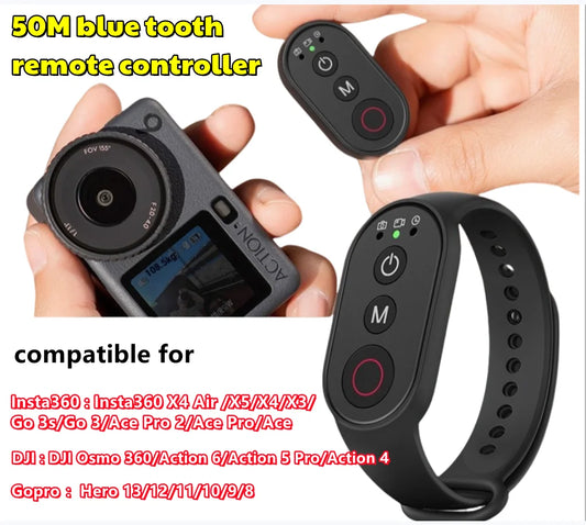 50M Bluetooth Remote for DJI, Insta360 & GoPro | Wristband Action Camera Remote Oasis Select