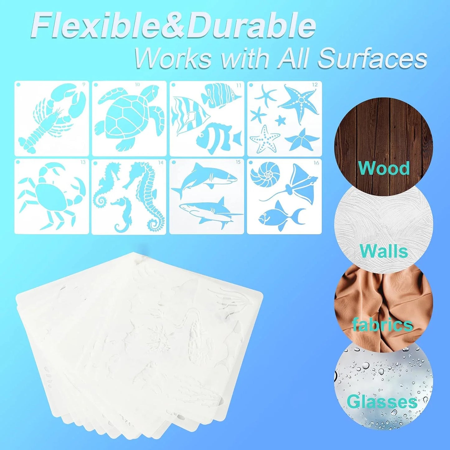 Bview Art Reusable Ocean Theme Stencil Templates Children's Supplies