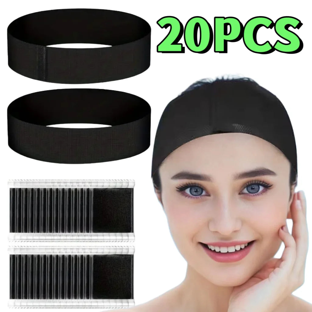 20Pcs New Black and White Disposable Spa Headbands - Adjustable Elastic Face Headbands with Velcro, Suitable for Beauty Salons, Facial Care, Fitness - Soft Non-Slip Hair Bands, Prevents Hair Fraying, Hairdressing Supplies, Co Peaceful Pleasures Health and Wellness 20Pcsblack