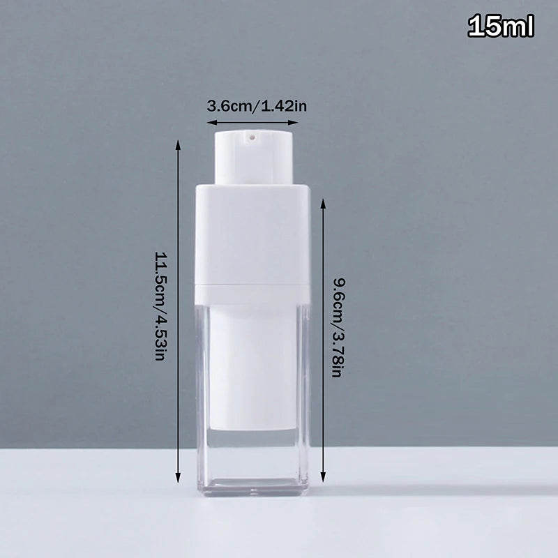15/30/50ml Square Vacuum Bottle Press Lotion Empty Dispensers Liquid Foundation Makeup Portable Lady Essence Cosmetic Container Peaceful Pleasures Health and Wellness 15ml trans