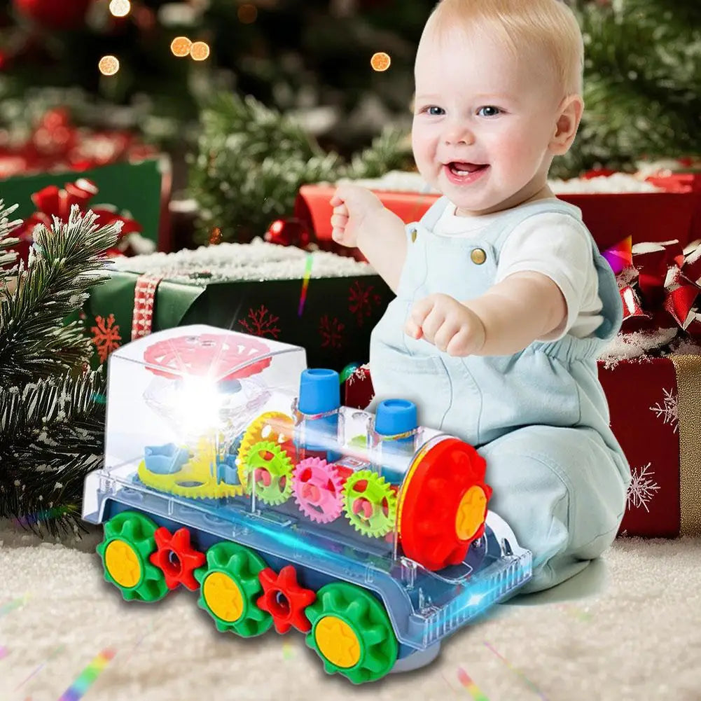Transparent Light Music Train LED Early Educational Toys Bump Go Toy