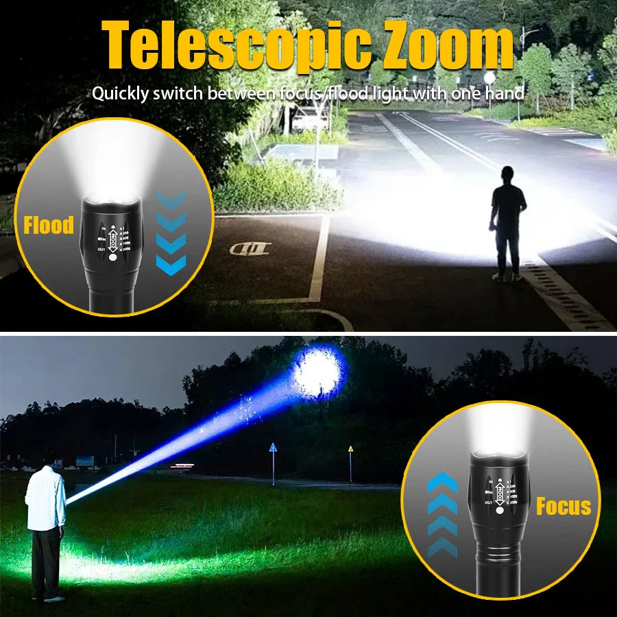 USB Rechargeable Dual Light Flashlight – White & UV 395nm Torch