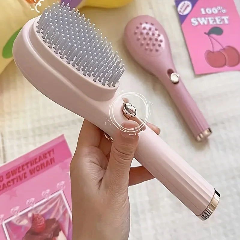 Self-Cleaning Retractable Hair Brush – Anti-Static Massage