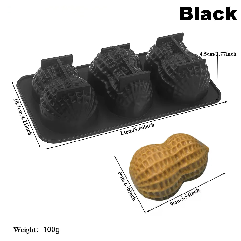 3-Cell Peanut Silicone Mousse Cake Mold | Chocolate Bakeware