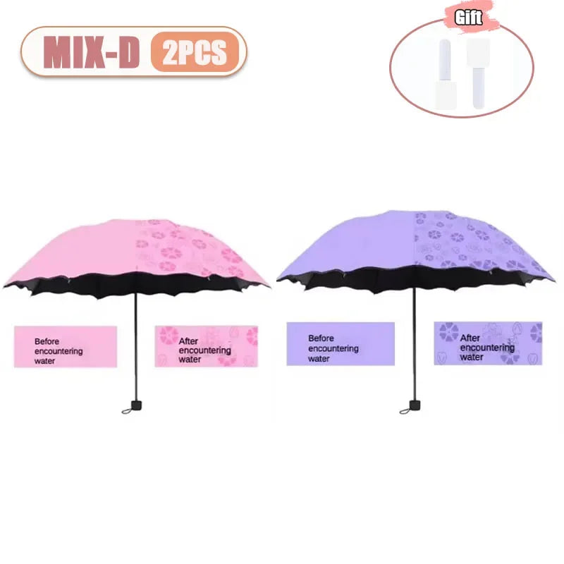 UV Protection Folding Parasol – Sun & Rain Dual Use Umbrella Folding Parasol Umbrella Peaceful Pleasures Health and Wellness metal-fiber composite 8K MIX-D-2PCS
