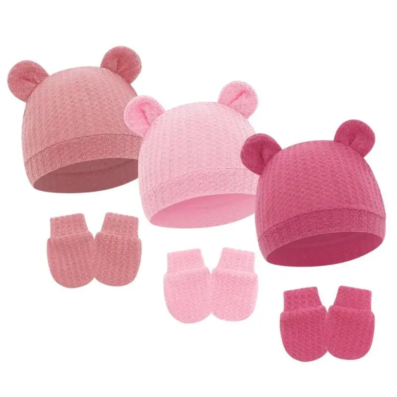 Newborn Baby Hat & Mittens Set | Soft Cotton, 0–6 Months