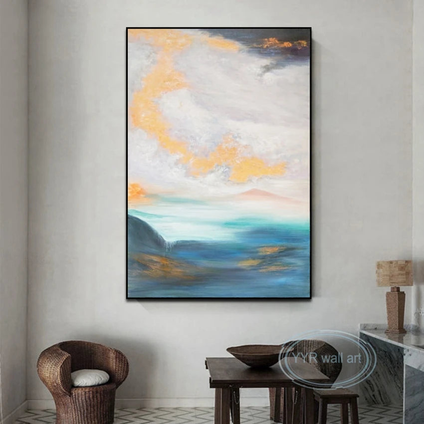 Decorative Oil Painting for Living Room Bedroom Aisle Canvas Wall Art 100% Handmade Abstract Poster Home Hotel Aesthetic Mural Peaceful Pleasures Health and Wellness