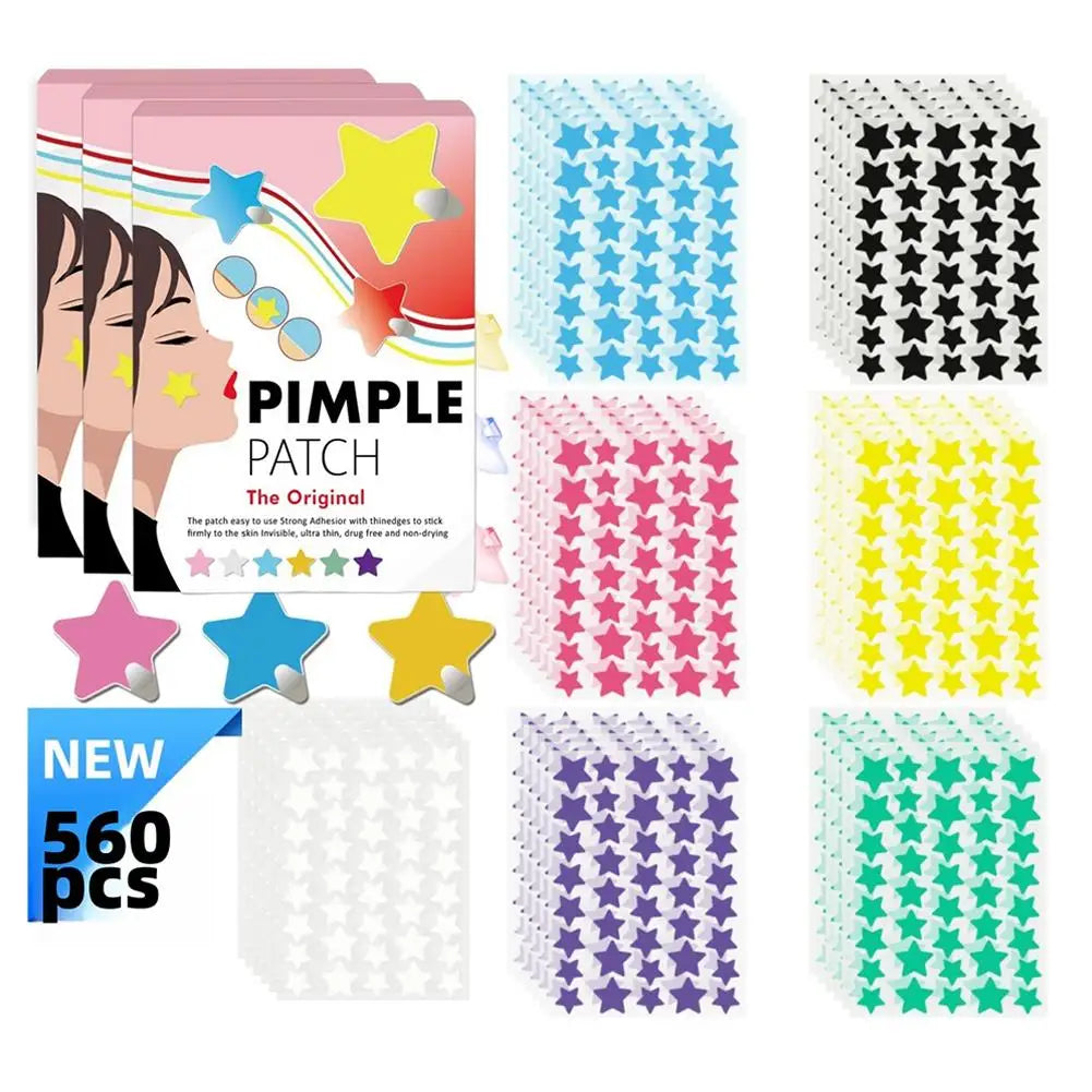 Colorful Star Pimple Patches – 560 Pcs Cute Acne Blemish Cover Stickers | CPNP Certified Invisible Zit Patch Peaceful Pleasures Health and Wellness A