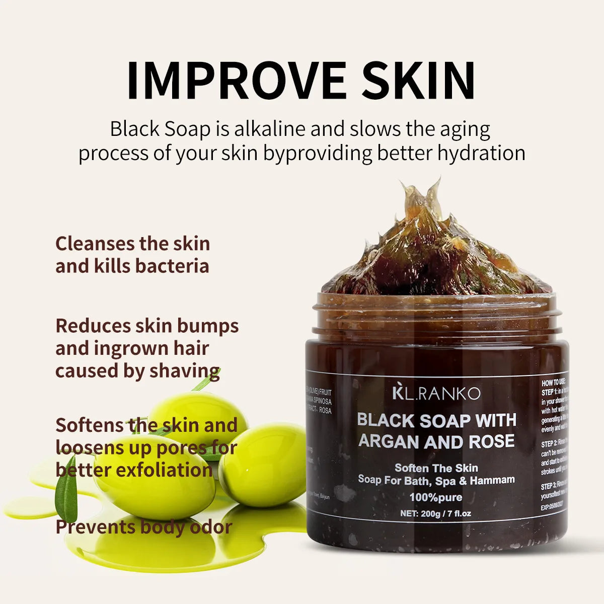200g Black Beldi Soap With Argan And Rose Zawina Morocco Remove Body Beldi Black Acne Soap Moisturizing Care Skin With Tool Peaceful Pleasures Health and Wellness