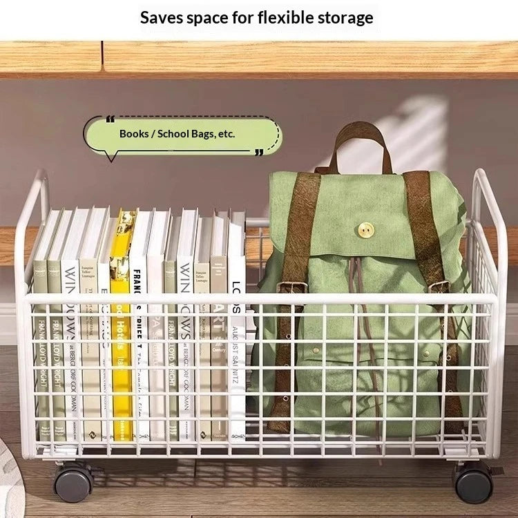 Under Desk Book Organizer – Portable 360° Rotating Storage Box