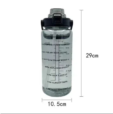2L Water Bottle with Straw & Time Marker | Sports Hydration Jug
