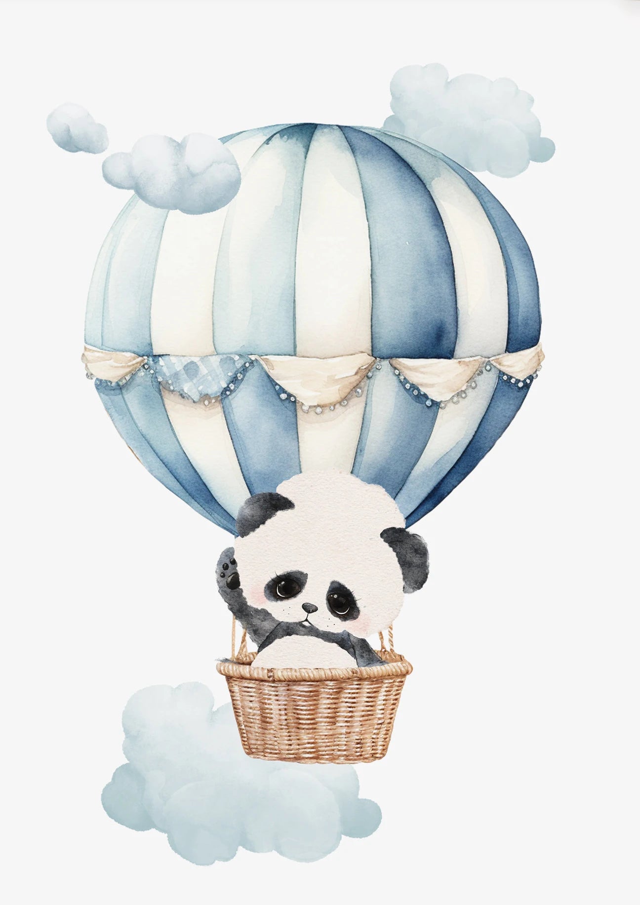Kids Nursery Watercolor Canvas Wall Art | Monkey Lion Balloon Print