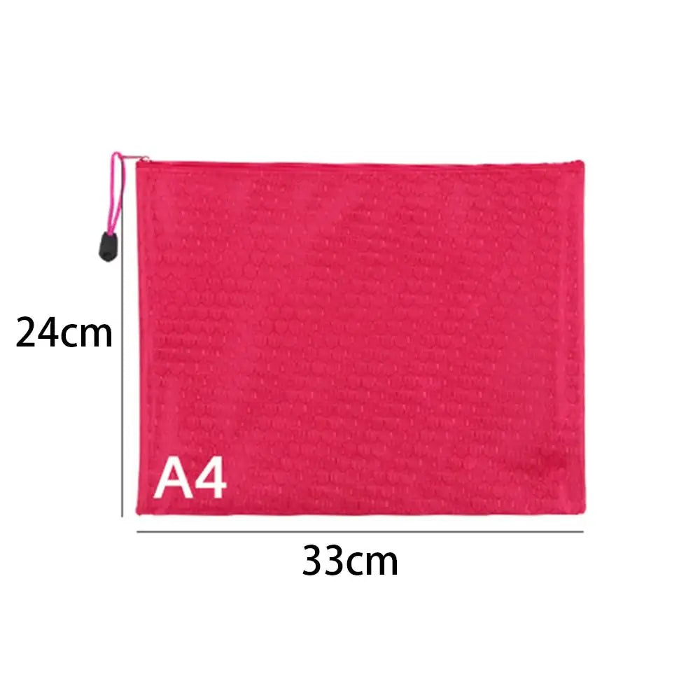 Color A4 Zipper File Bag Portable Waterproof Stationery Storage Mesh Bag Large Capacity Oxford Cloth File Folder Data Storage Peaceful Pleasures Health and Wellness