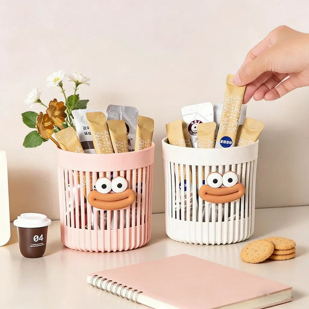 Cute Cartoon Desk Organizer – Pen Holder & Storage Basket