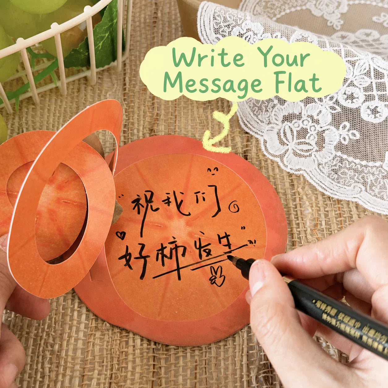 3D Fruit Shaped Greeting Card | Ink-Wash Folding Card & Envelope
