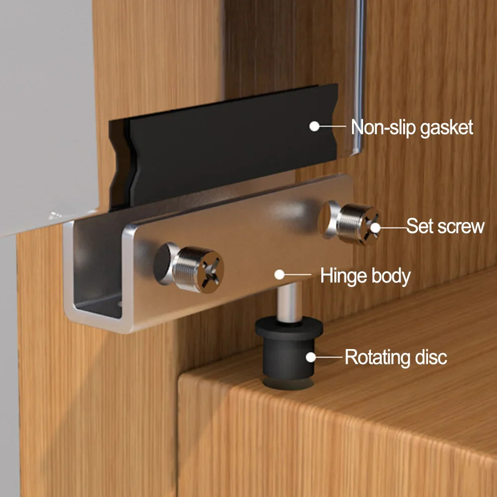 Glass Door Pivot Hinges – No-Drill Stainless Steel Clamps 2-Pack