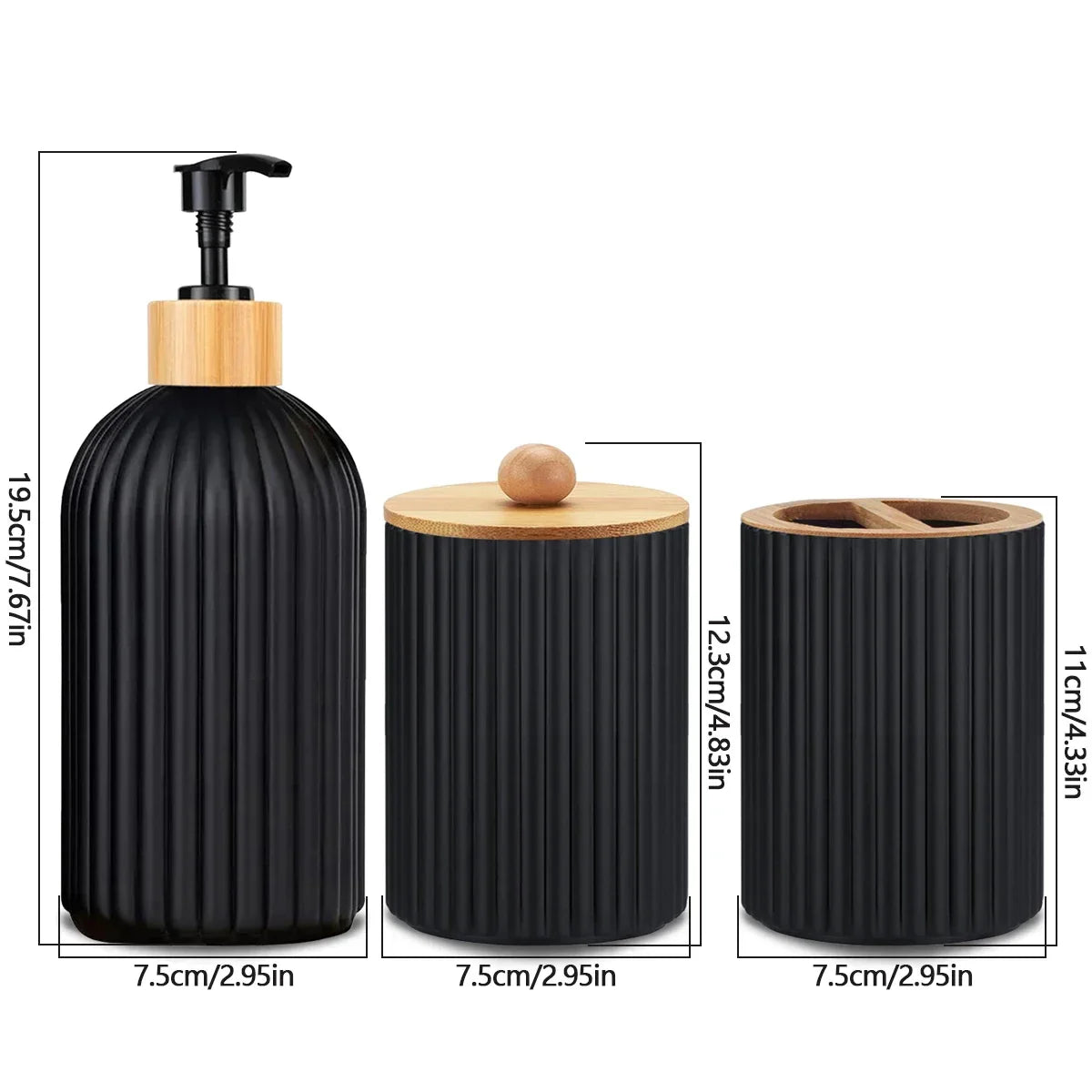 Bathroom Countertop Soap Dispenser – Plastic & Bamboo Organizer