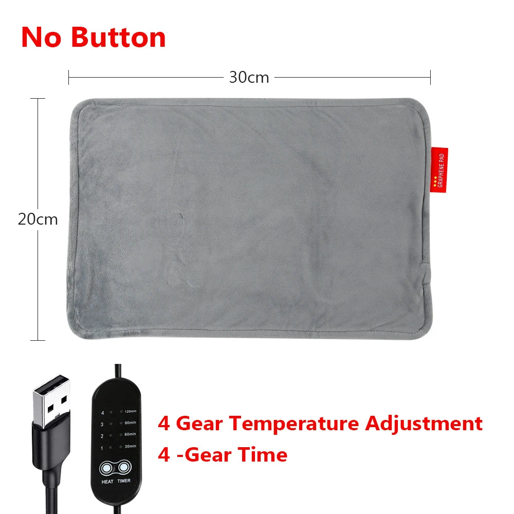 Graphene Electric Blanket Electric Heating Insulation Blanket Office Car Heated Chair Cushion 4-HotSpeed Timing USB Power Supply Peaceful Pleasures Health and Wellness Gray S
