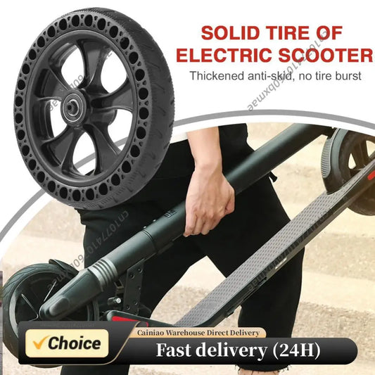 Shock Absorption Scooter Solid Tires with Axle Anti-Skid Hollow Vacuum Tyre Part Peaceful Pleasures Health and Wellness