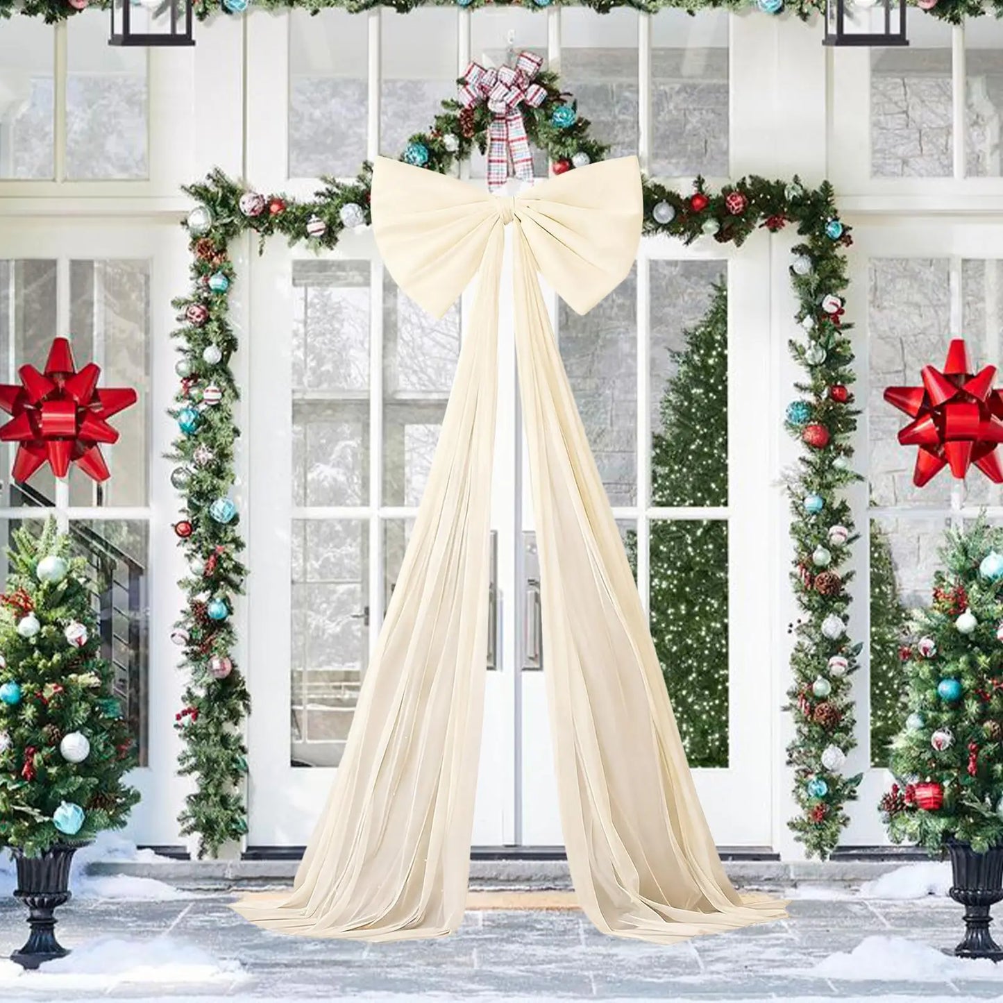 Large Velvet Christmas Tree Bow – 20x71 Inch Oversized Decor