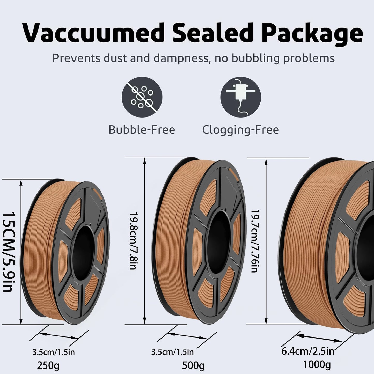 Wood PLA 3D Printer Filament 1.75mm Matte | 4×250g 1kg Spools