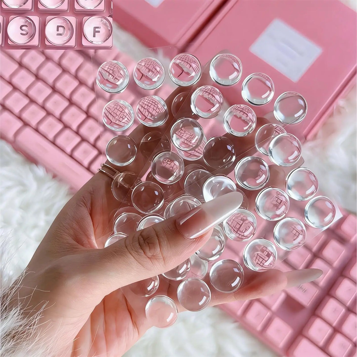 Clear Keyboard Key Caps for Long Nails – 32 Transparent Stickers