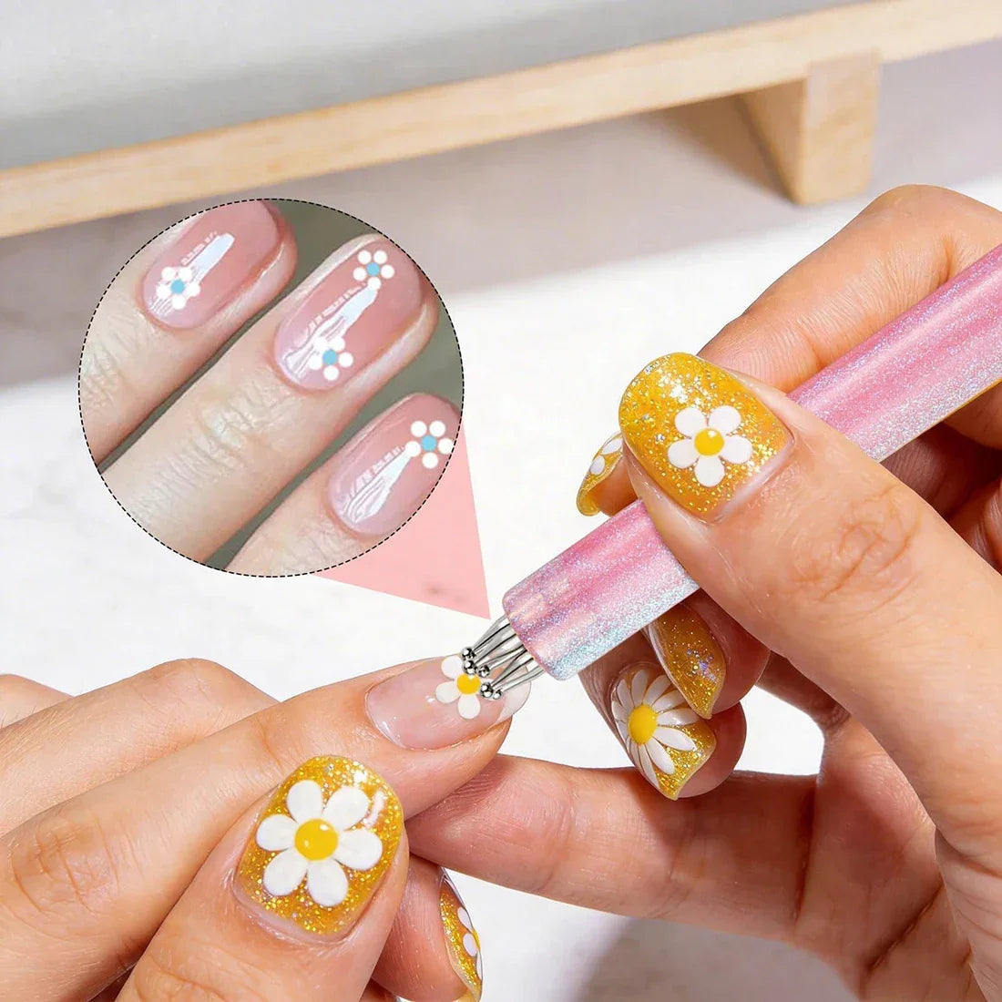 5 Petal Flower Nail Dotting Pen One Stroke Flower Design Tool for Nail Art, Manicure Rhinestone Gems Picker & Dotting Painting Peaceful Pleasures Health and Wellness