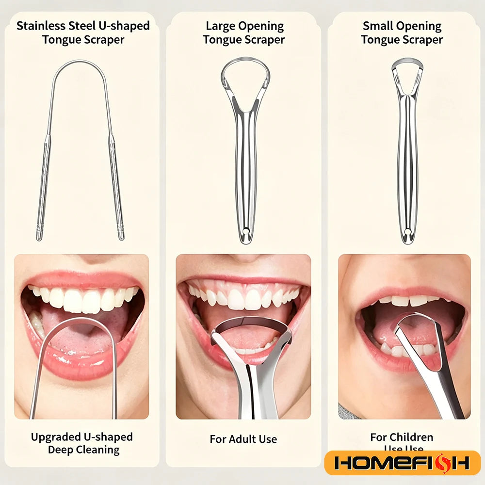 2pcs Stainless Steel Tongue Cleaners Gum Tongue Scraper for Adults Boys and Girls Tongue Care Tools Metal Tongue Scrapers family Peaceful Pleasures Health and Wellness